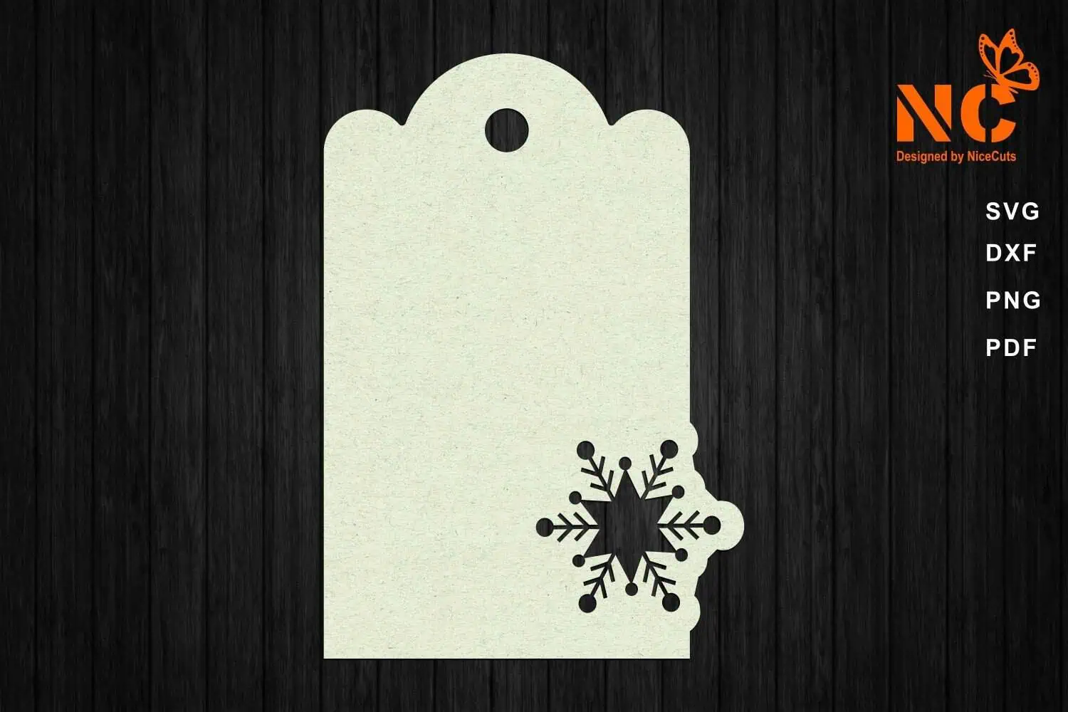 pale green scalloped gift tag with a small snowflake cutout
