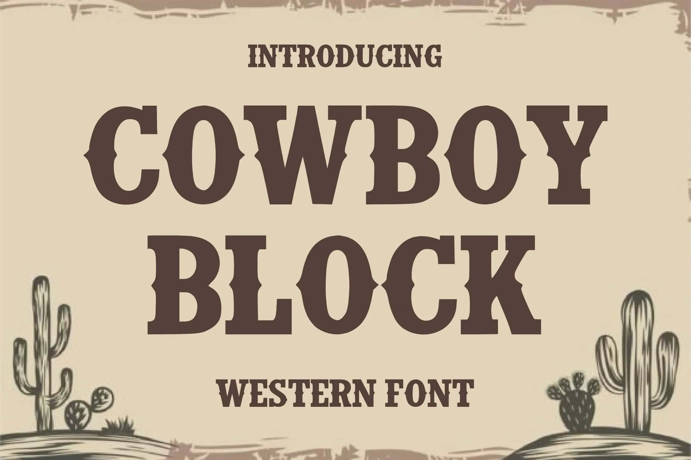 Cowboy Block font preview from Creative Fabrica