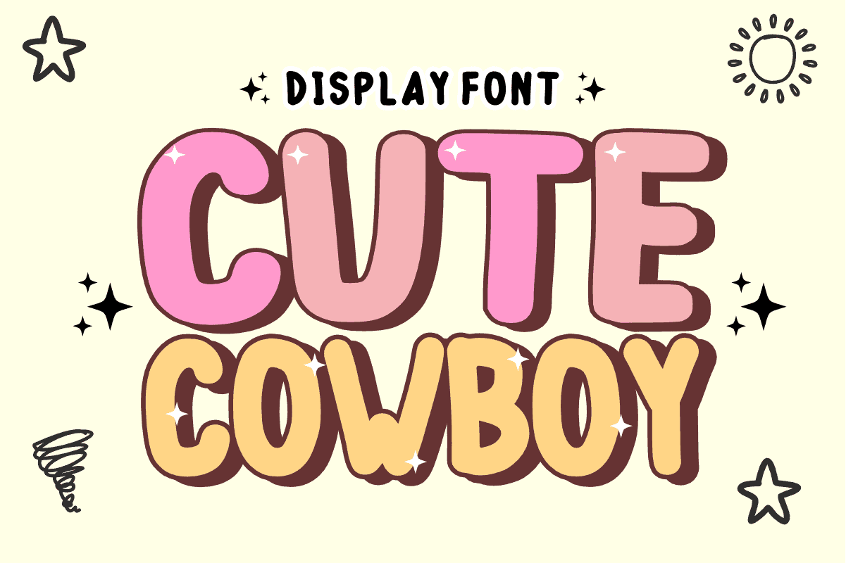 Cute Cowboy font preview from Creative Fabrica