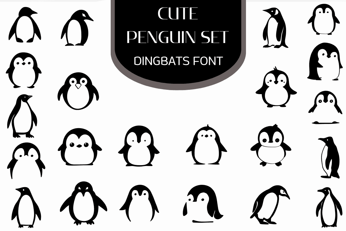 Cute Penguin Set font preview from Creative Fabrica