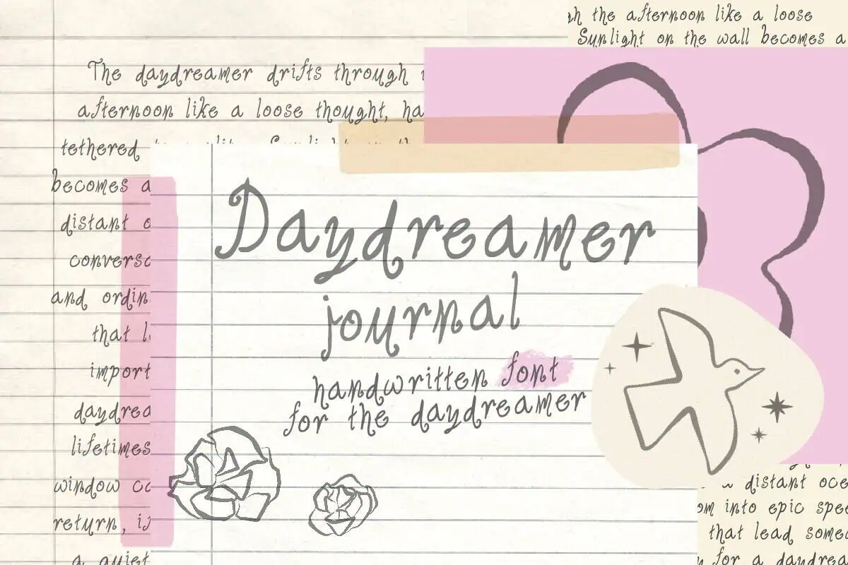 Daydreamer Journal font preview from Creative Fabrica