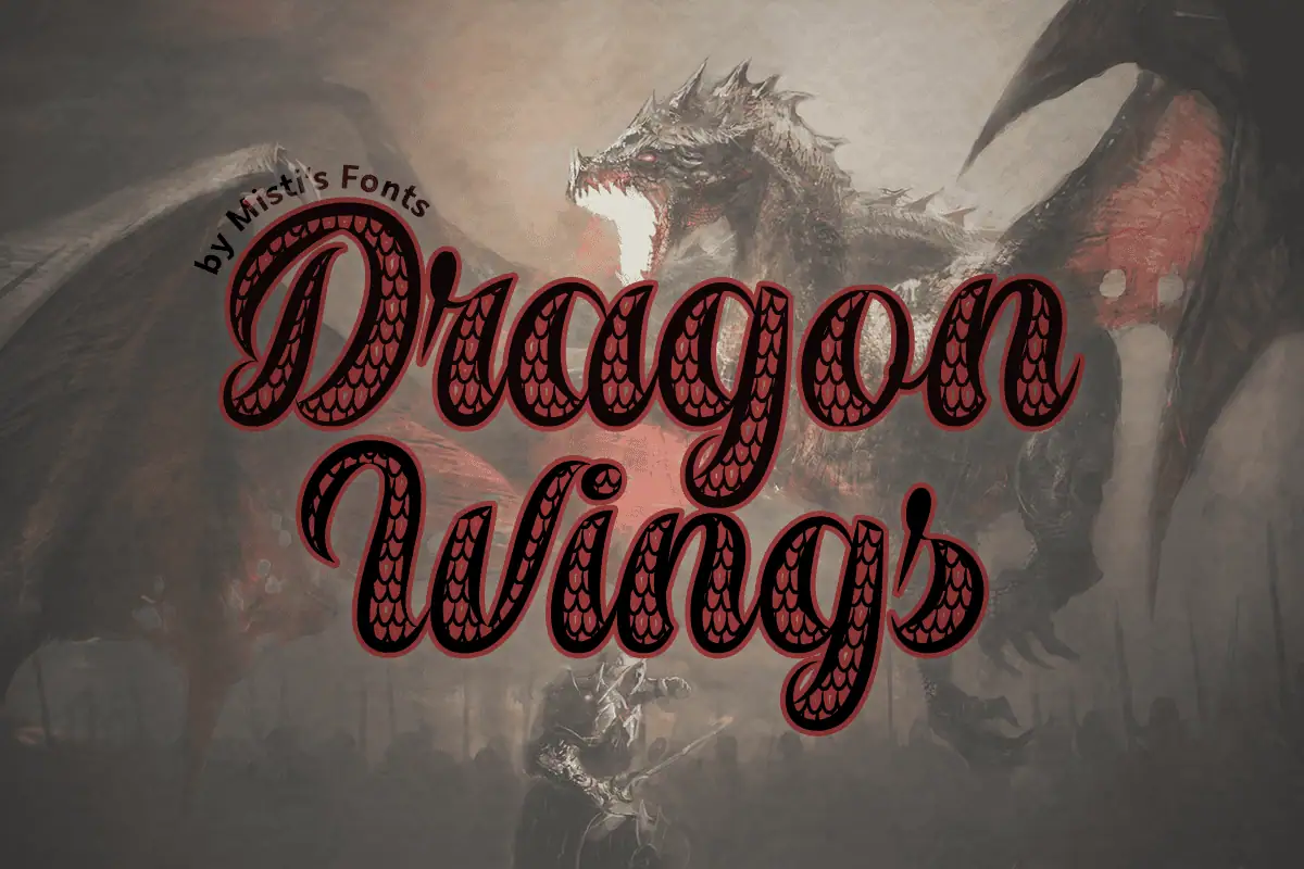 Dragon Wings font preview from Creative Fabrica