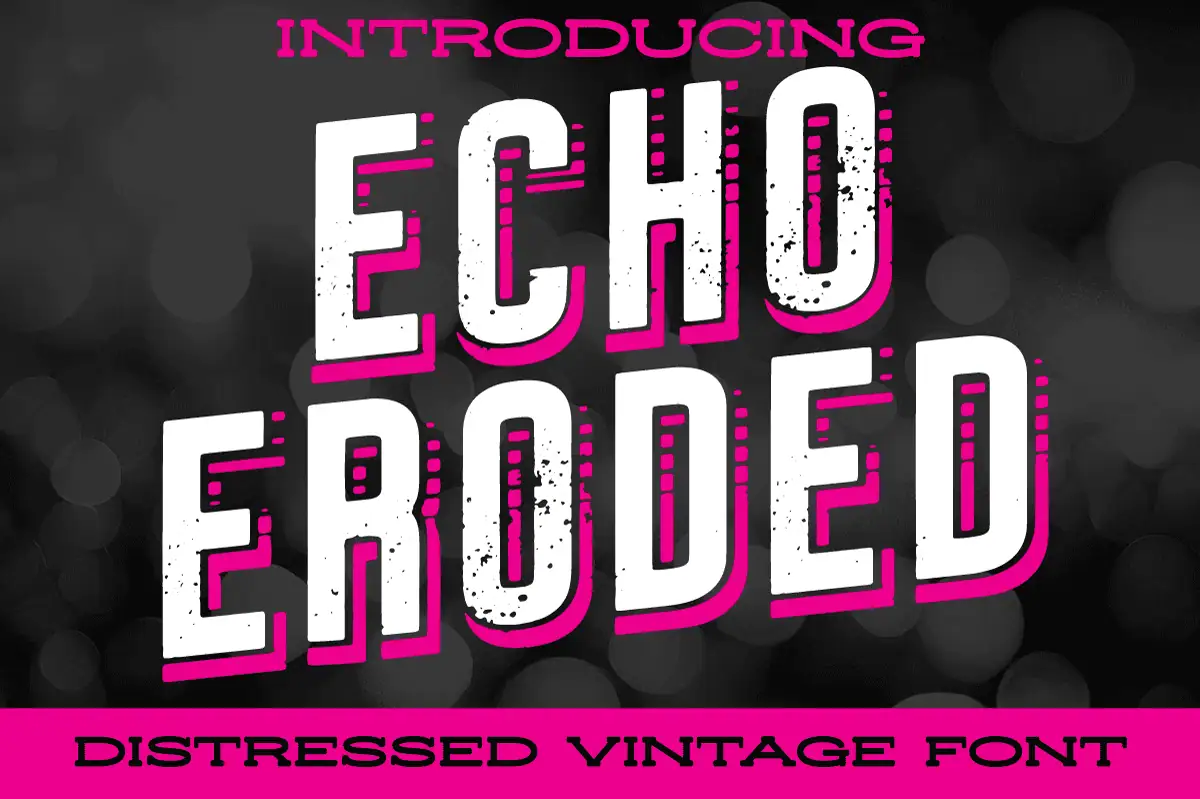 Echo Eroded font preview from Creative Fabrica