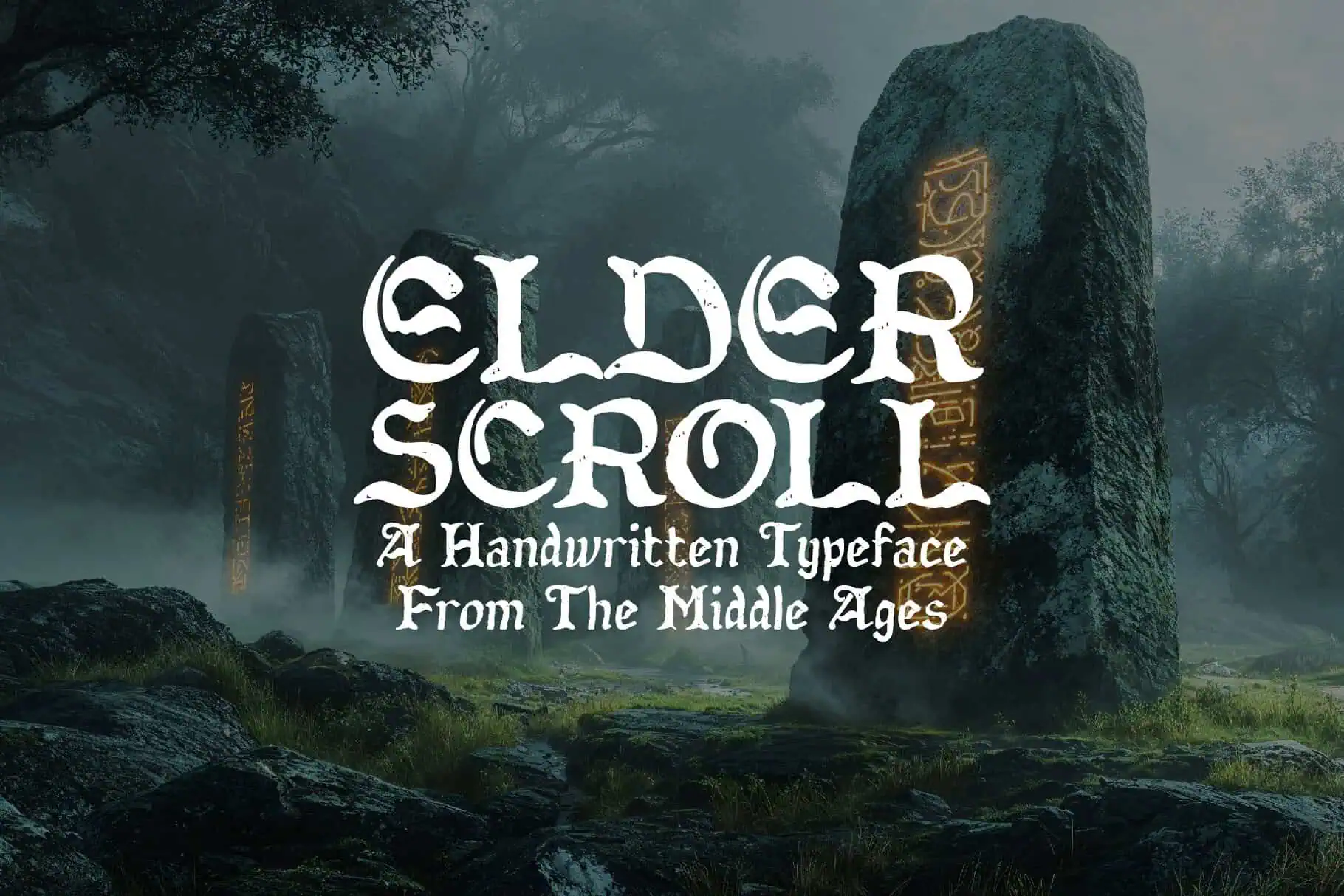 Elderscroll font preview from Creative Fabrica