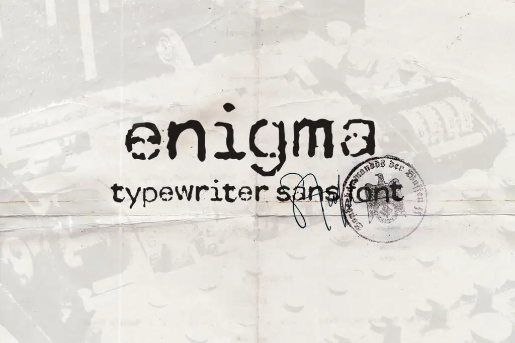 Enigma Typewriter Sans font preview from Creative Fabrica