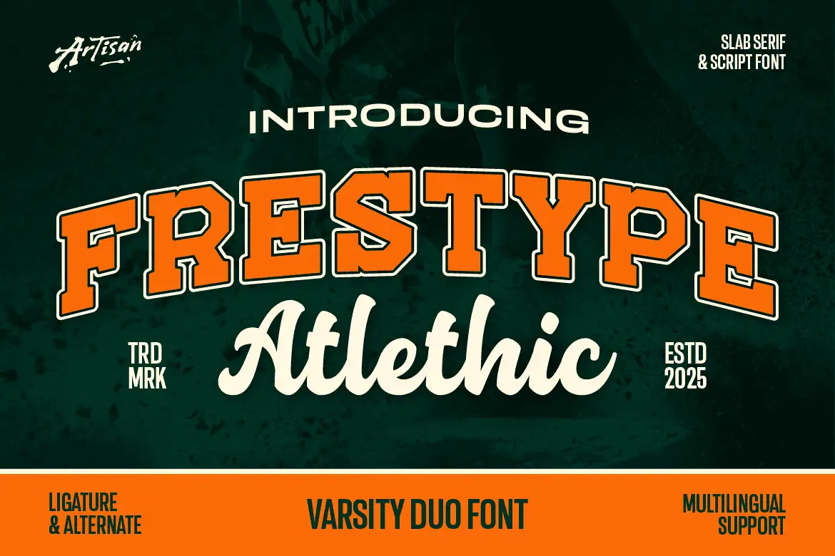 Frestype Atlethic font preview from Creative Fabrica