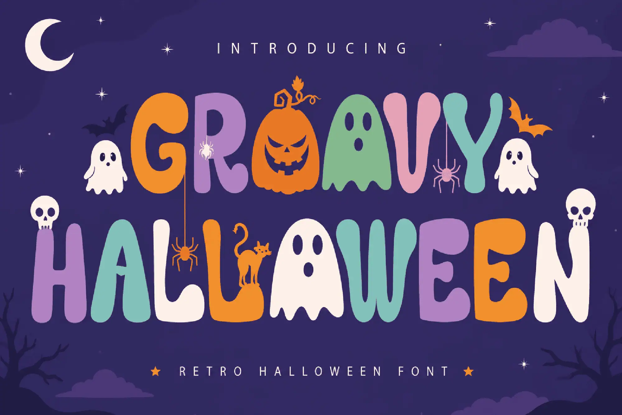 Groovy Halloween font preview from Creative Fabrica