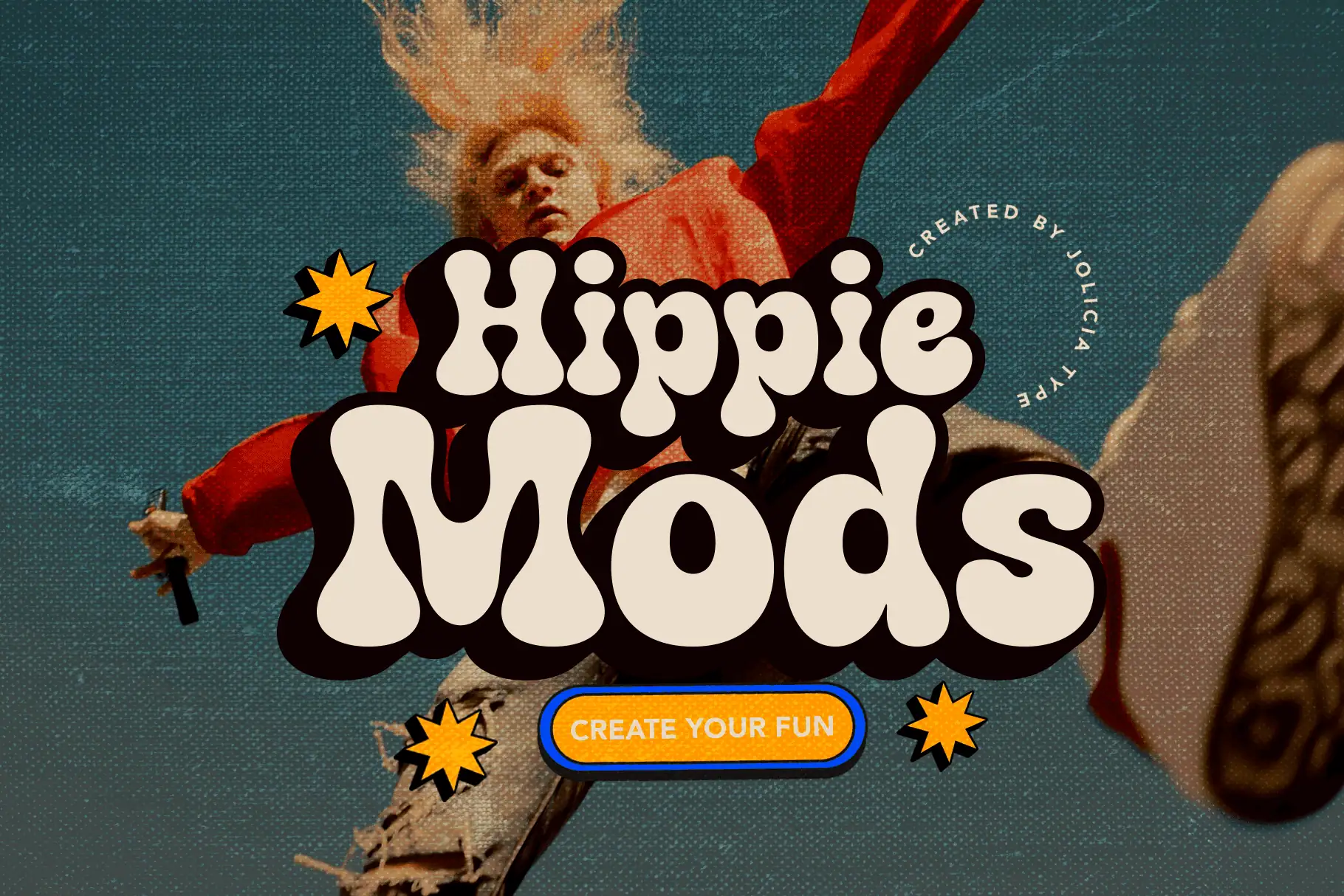 Hippie Mods font preview from Creative Fabrica