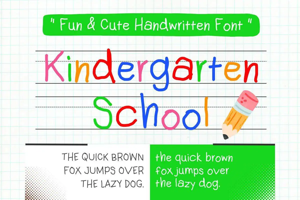 Kindergarten School font preview from Creative Fabrica