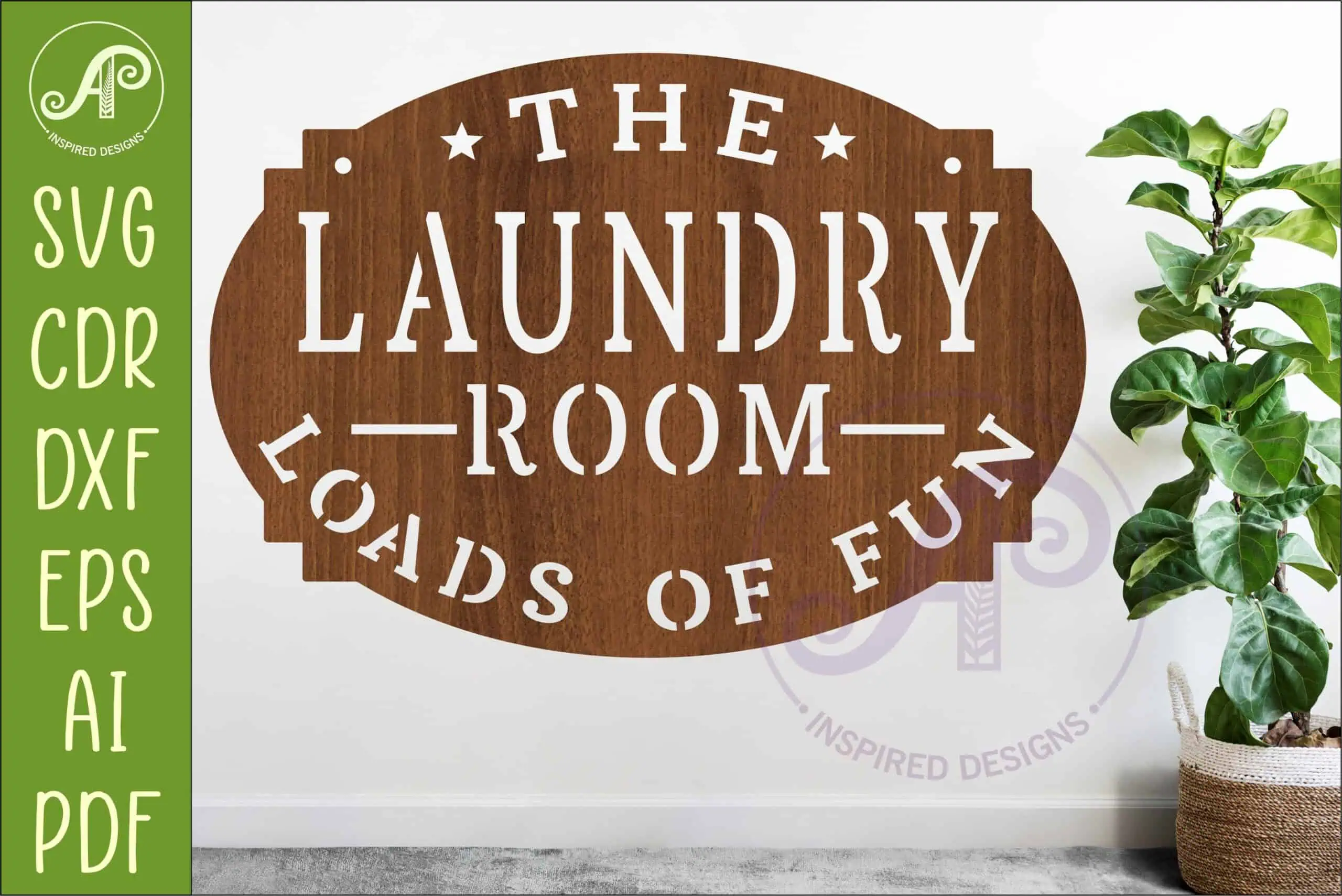 oval brown wood sign that says the laundry room loads of fun