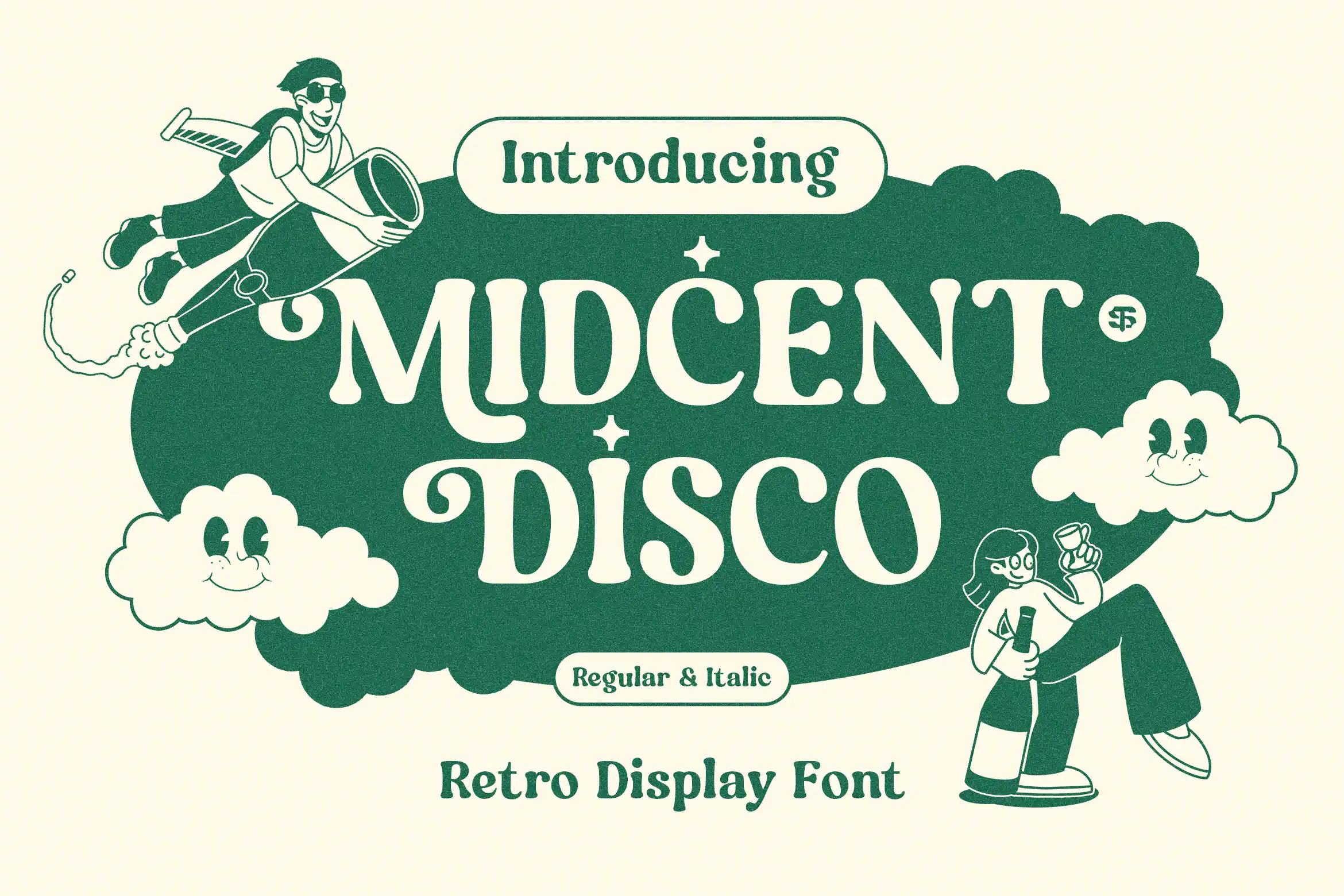 Midcent Disco font preview from Creative Fabrica