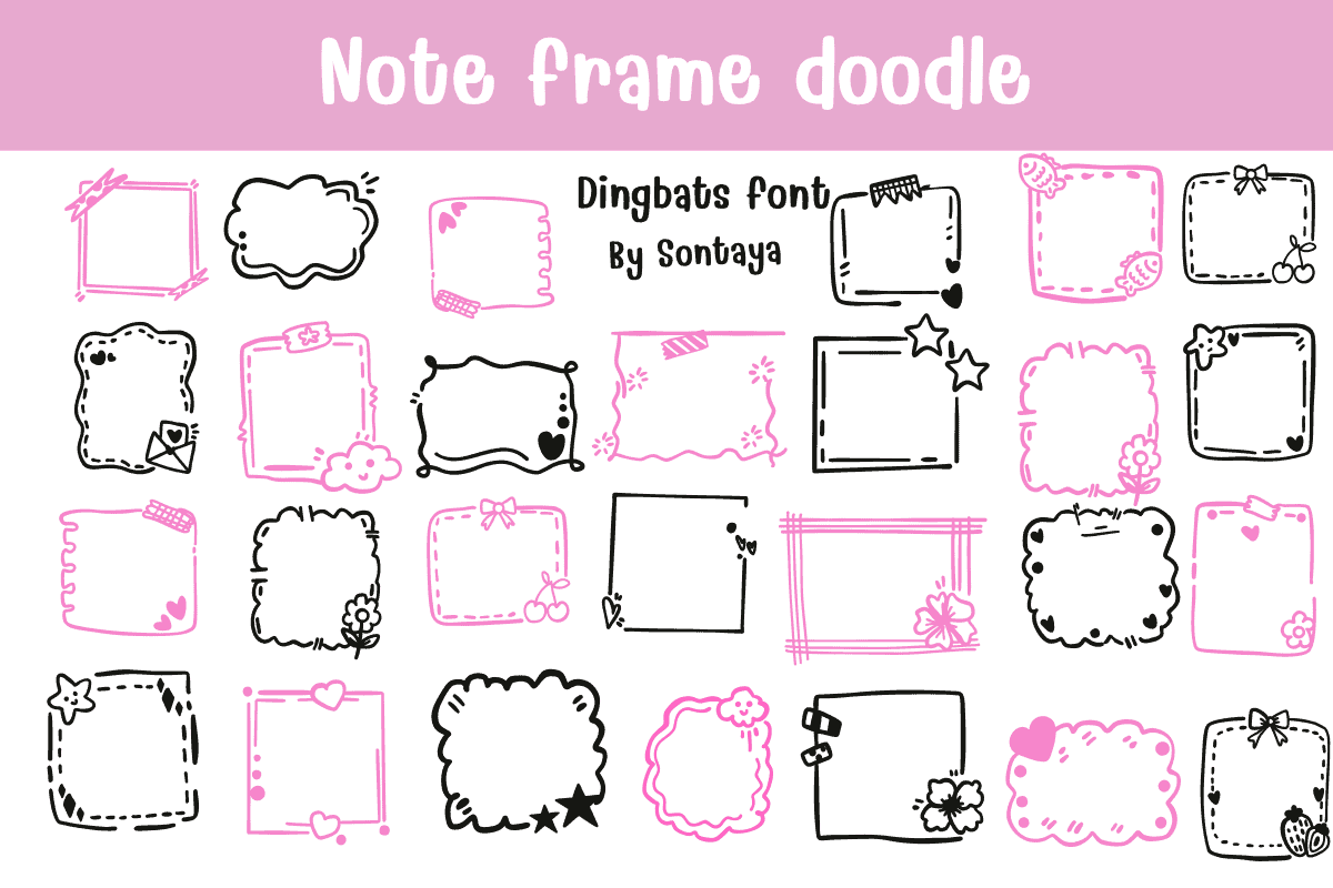 Note Frame Doodle font preview from Creative Fabrica