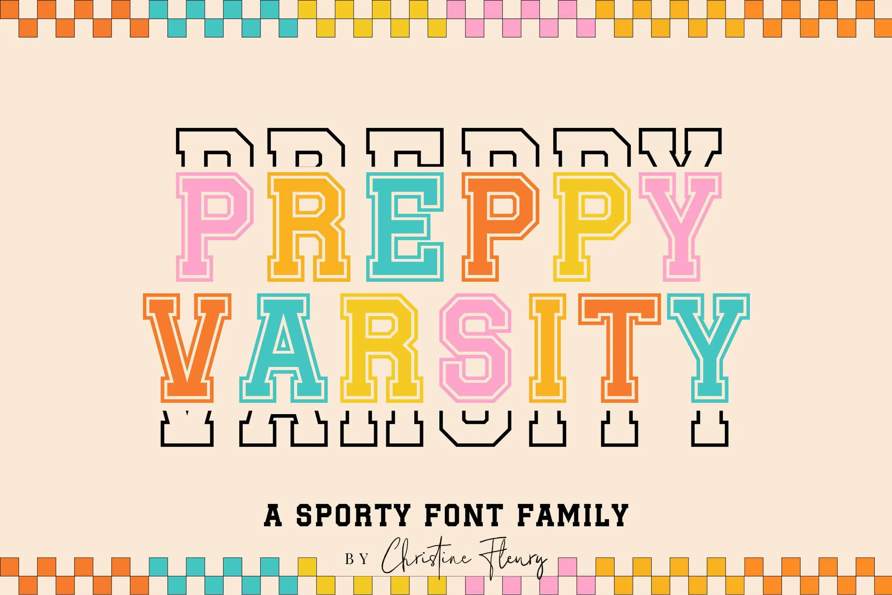 Preppy Varsity font preview from Creative Fabrica