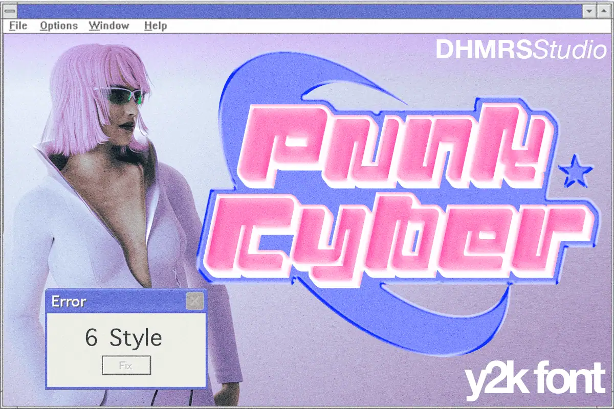 Punk Cyber font preview from Creative Fabrica