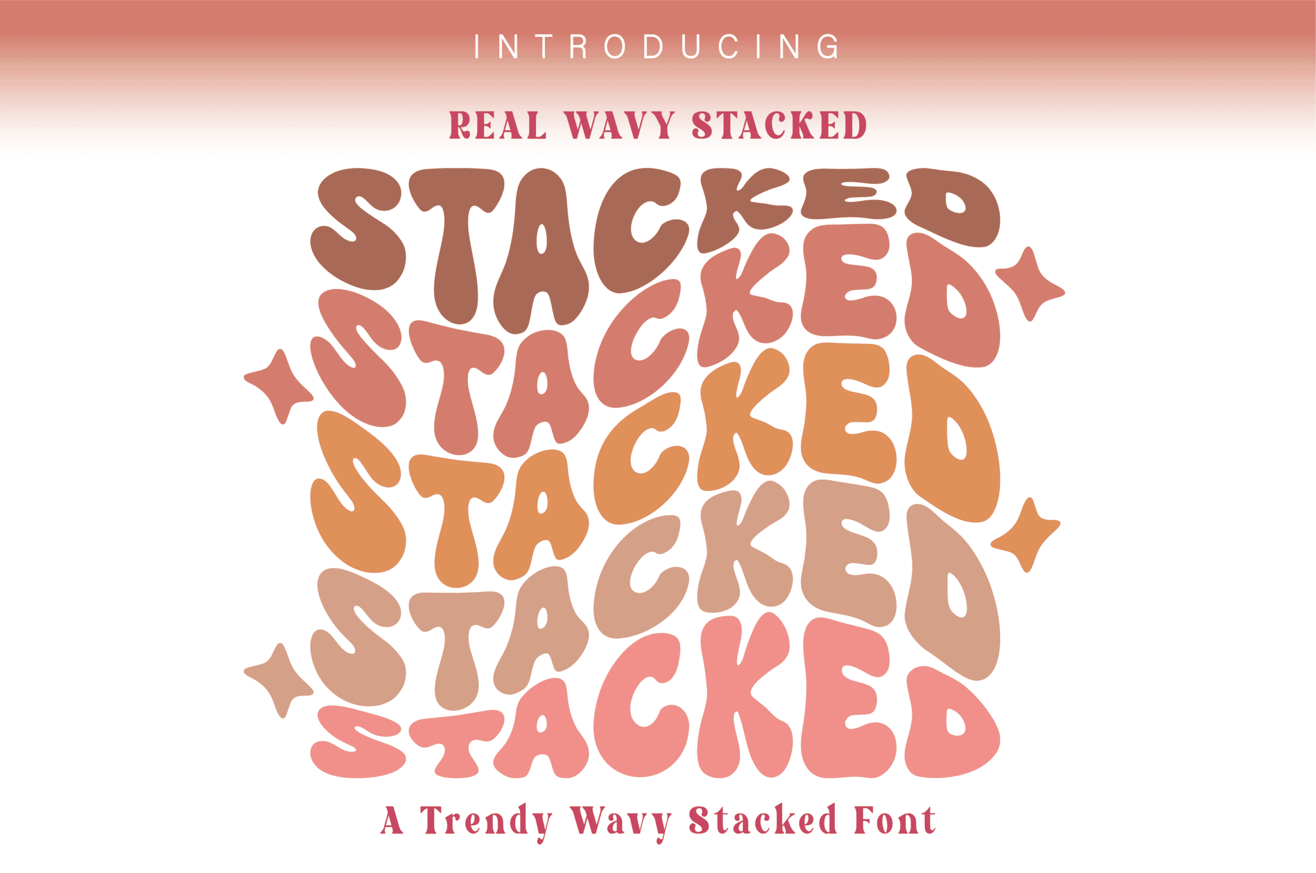 Real Wavy Stacked font preview from Creative Fabrica