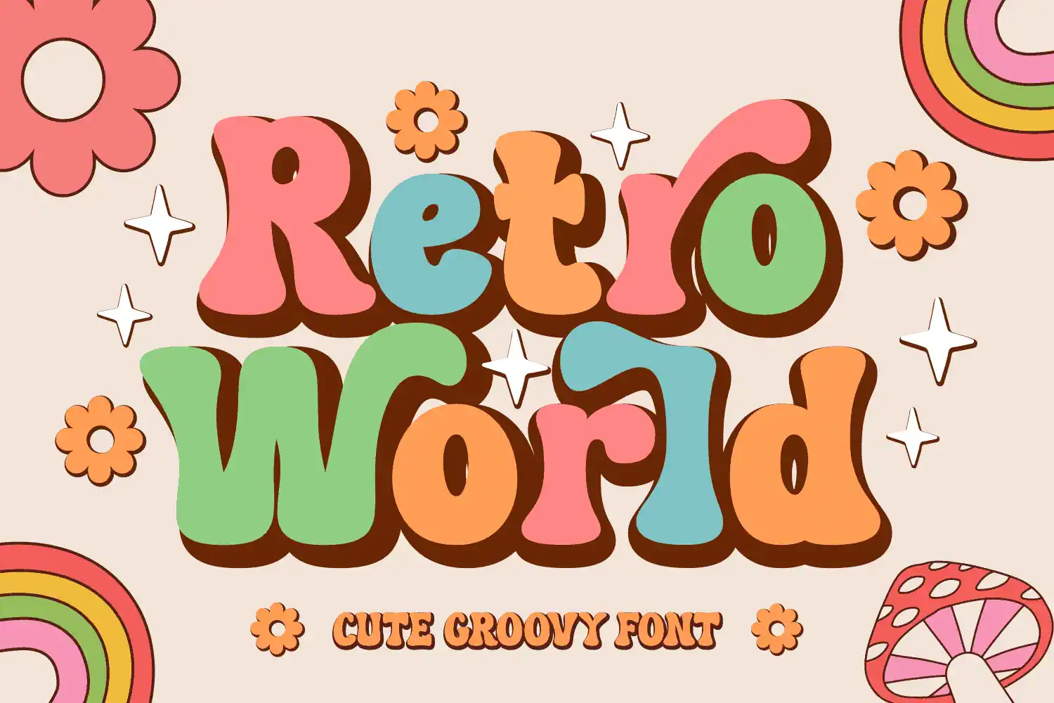 Retro World font preview from Creative Fabrica