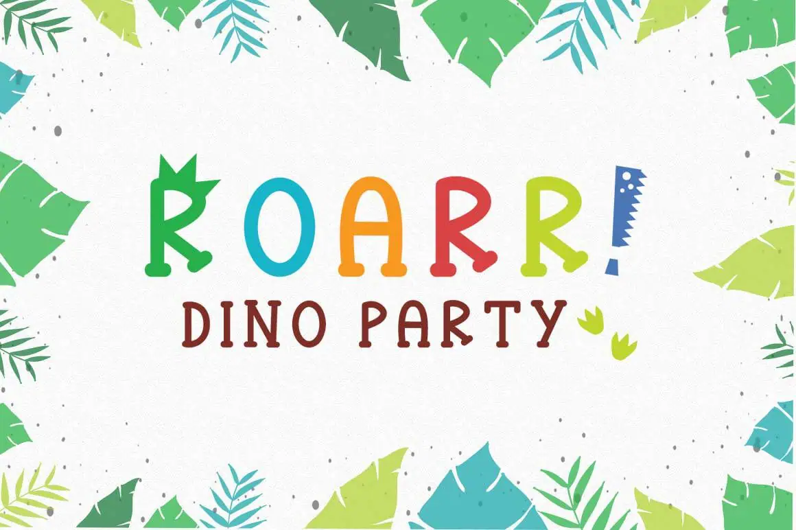 Roarr! Dino Party font preview from Creative Fabrica