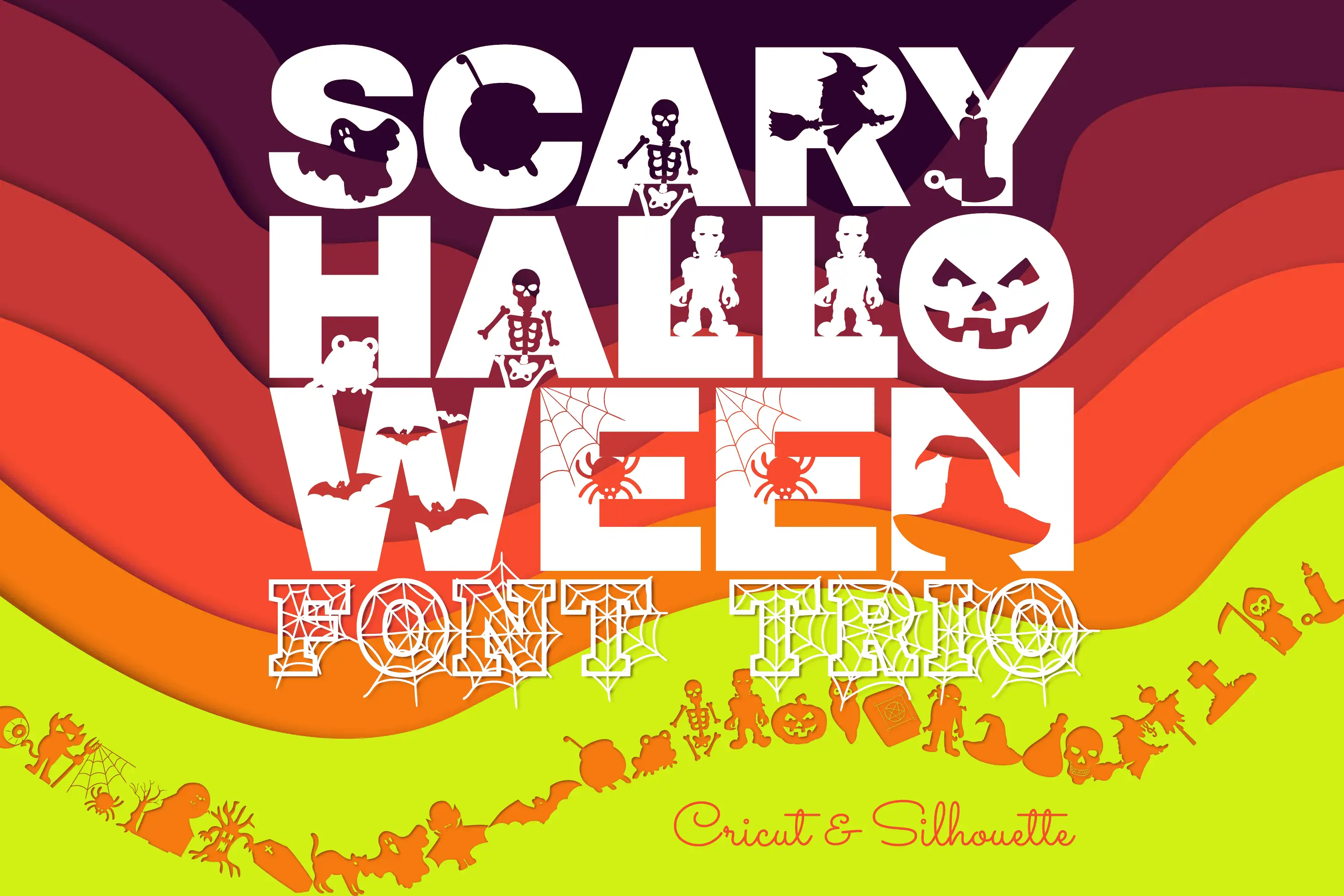 Scary Halloween Trio font preview from Creative Fabrica