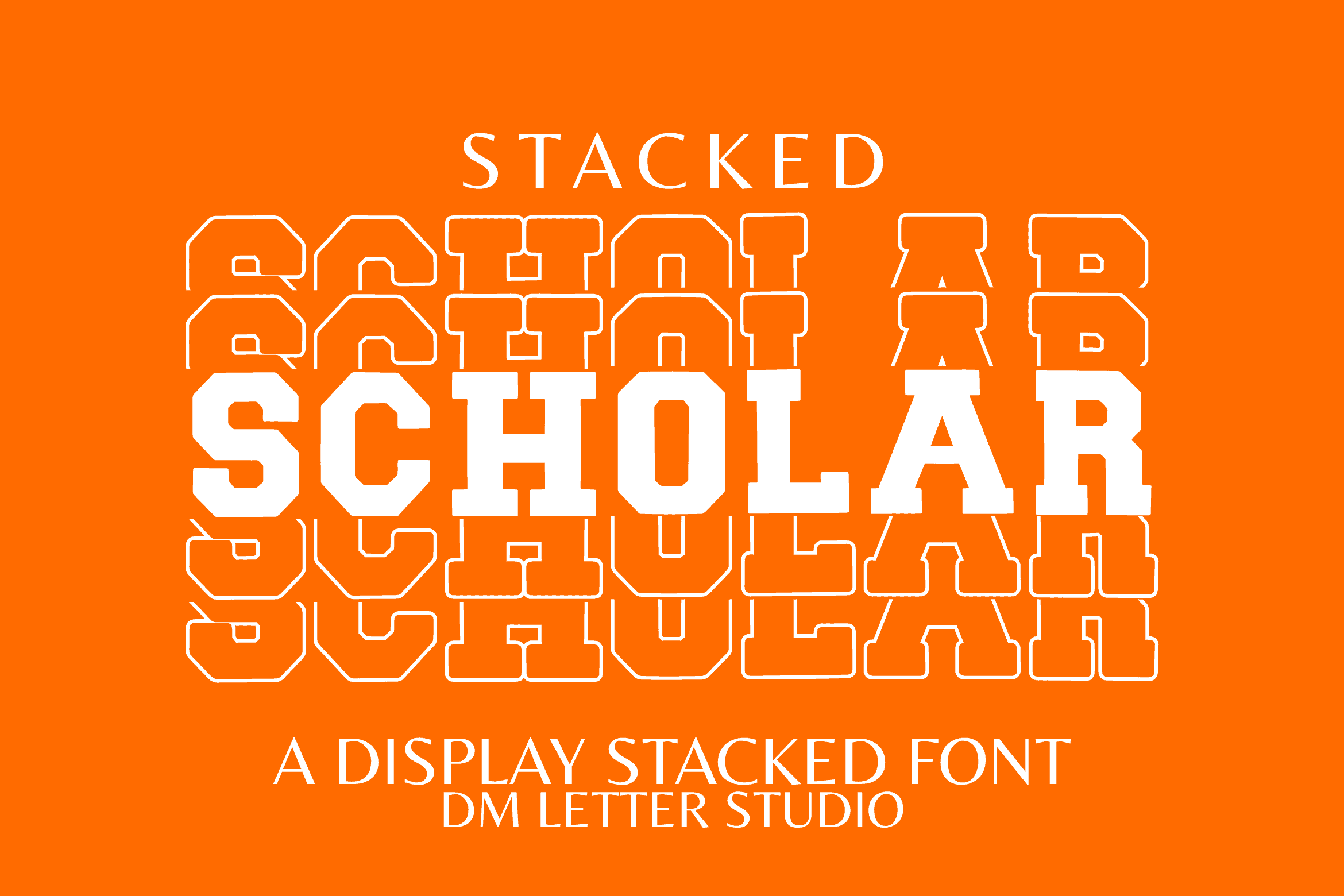 Scholar Stacked font preview from Creative Fabrica