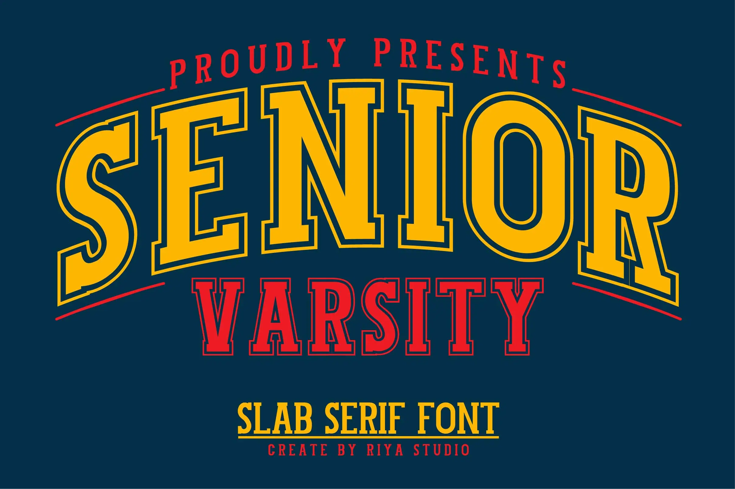 Senior Varsity font preview from Creative Fabrica