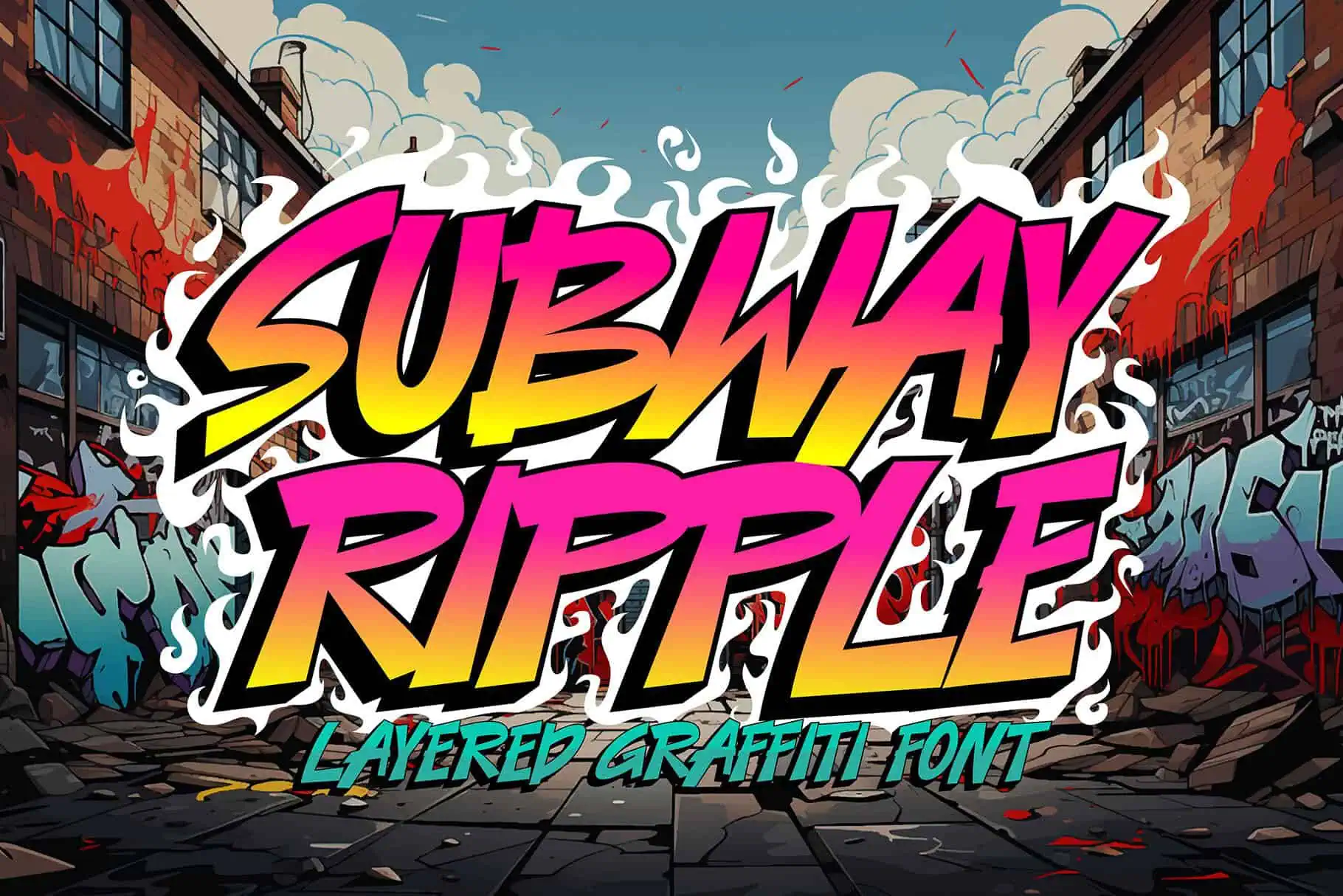 Subway Ripple font preview from Creative Fabrica