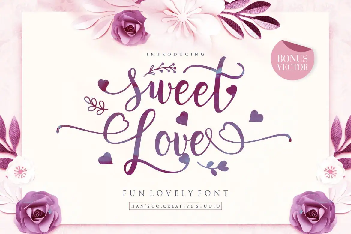 Sweet Love font preview from Creative Fabrica