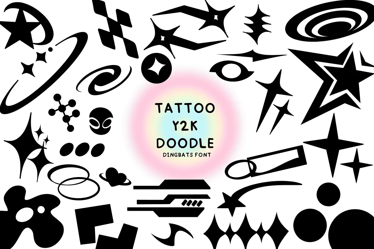 Tattoo Y2K Doodle font preview from Creative Fabrica