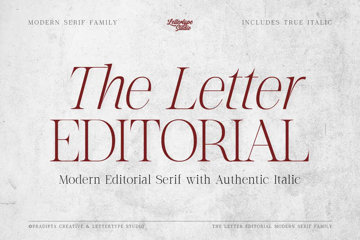 The Letter Editorial font preview from Creative Fabrica