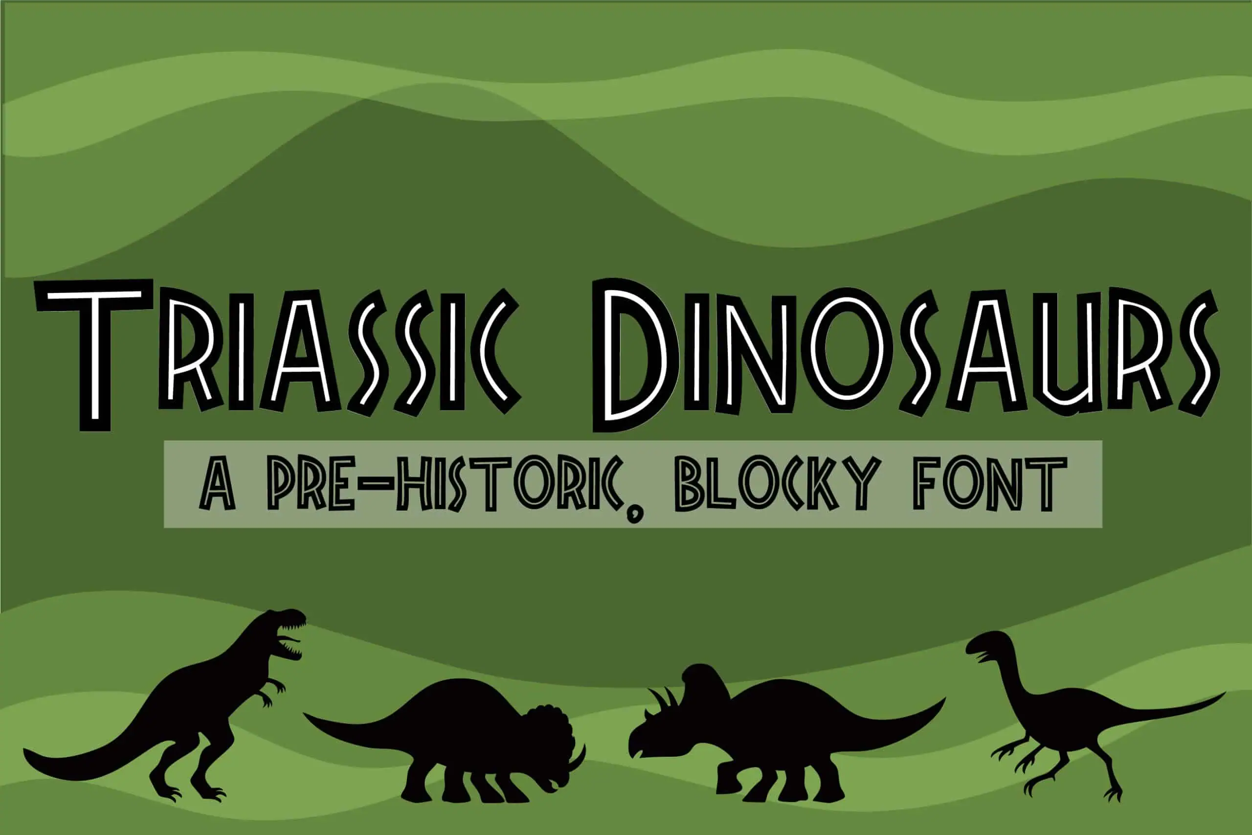Triassic Dinosaurs font preview from Creative Fabrica