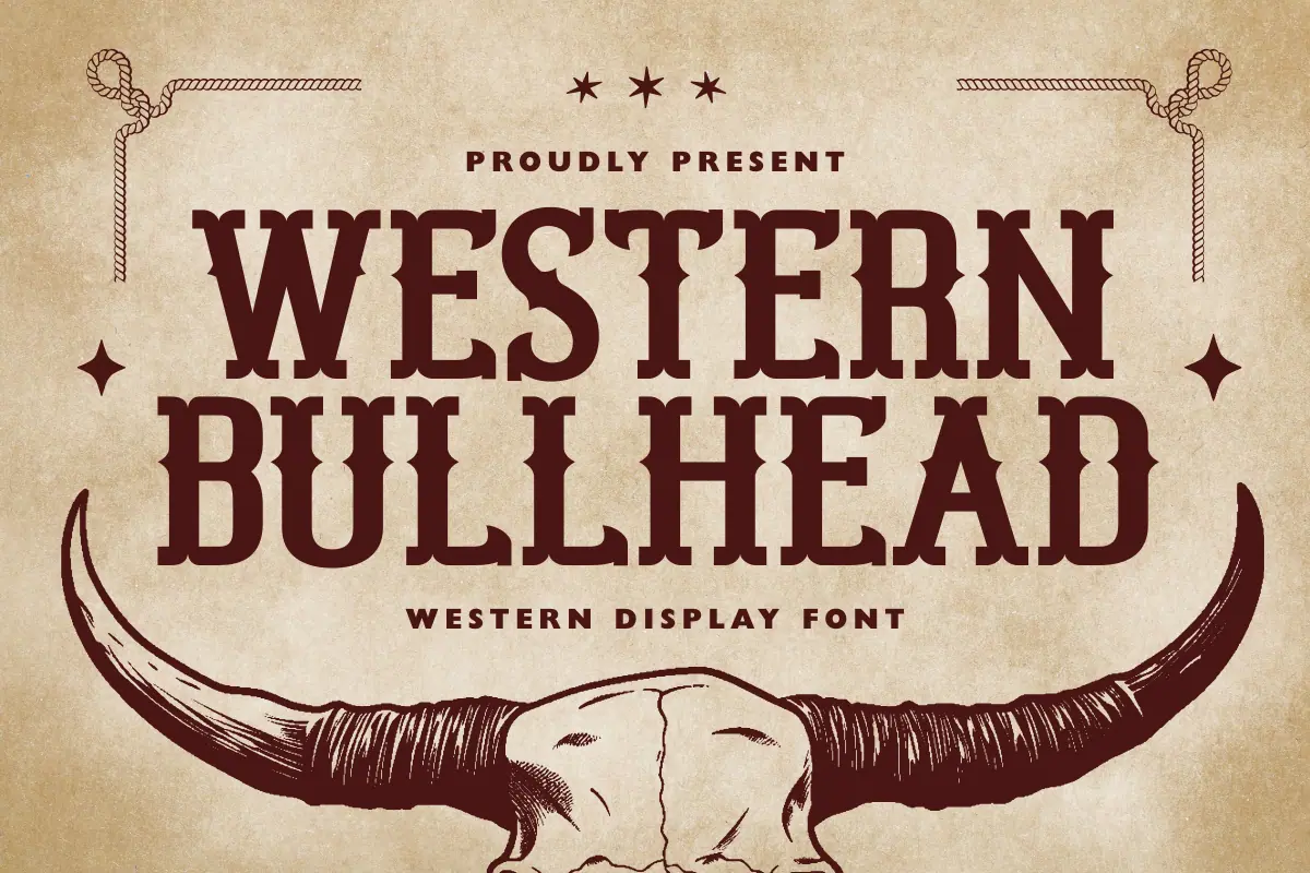 Western Bullhead font preview from Creative Fabrica