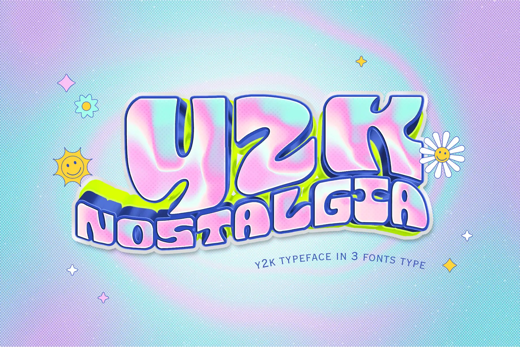 Y2K Nostalgia font preview from Creative Fabrica
