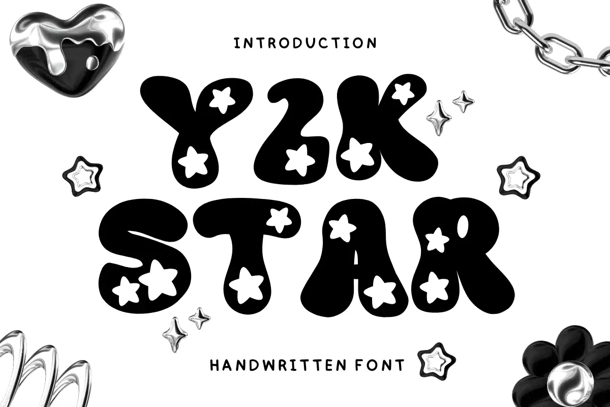Y2K Star font preview from Creative Fabrica