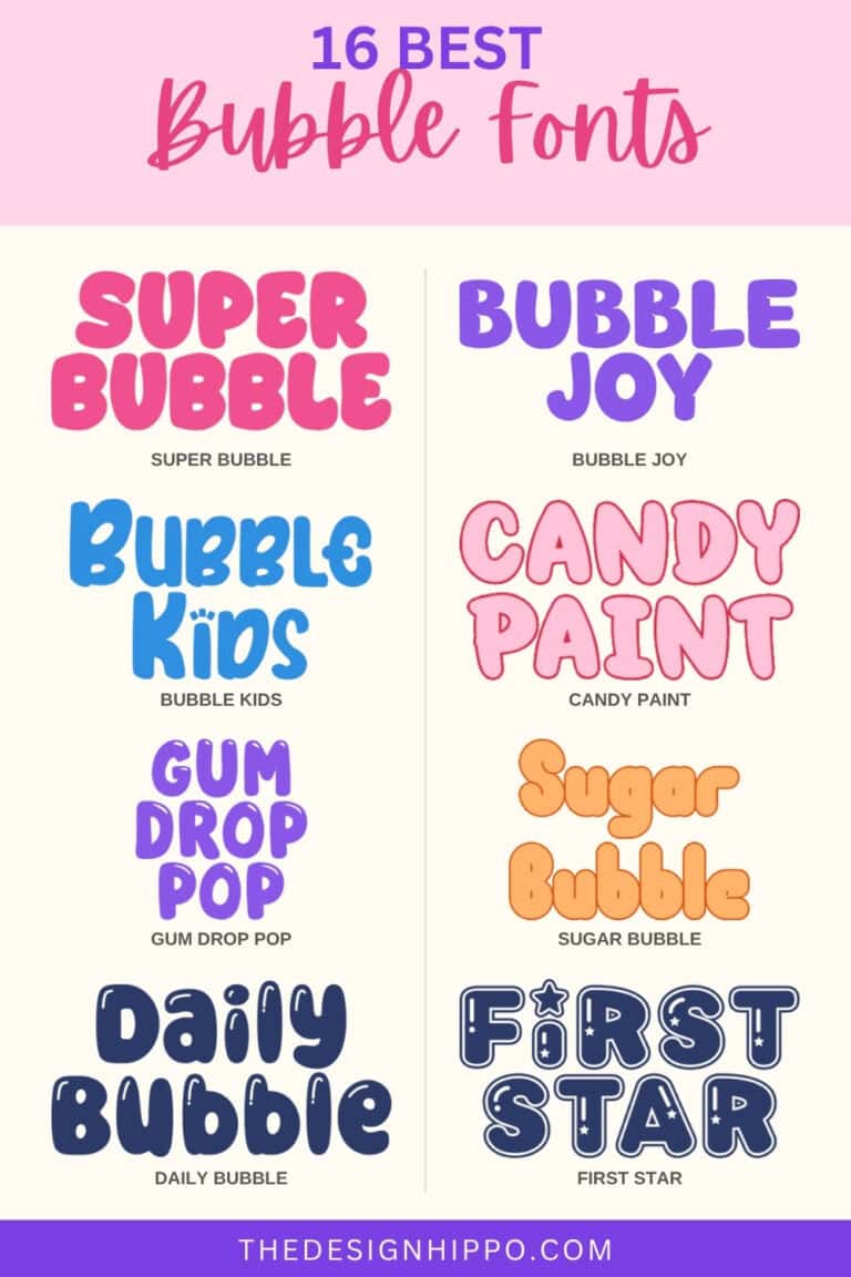 16 best bubble fonts for Cricut: Super Bubble, Bubble Joy, Bubble Kids, Candy Paint, Gum Drop Pop, Sugar Bubble, Daily Bubble and First Star